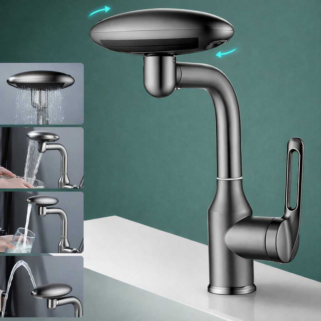 Multi-Functional Waterfall Basin Faucet 4-Mode 360° Mixer Tap
